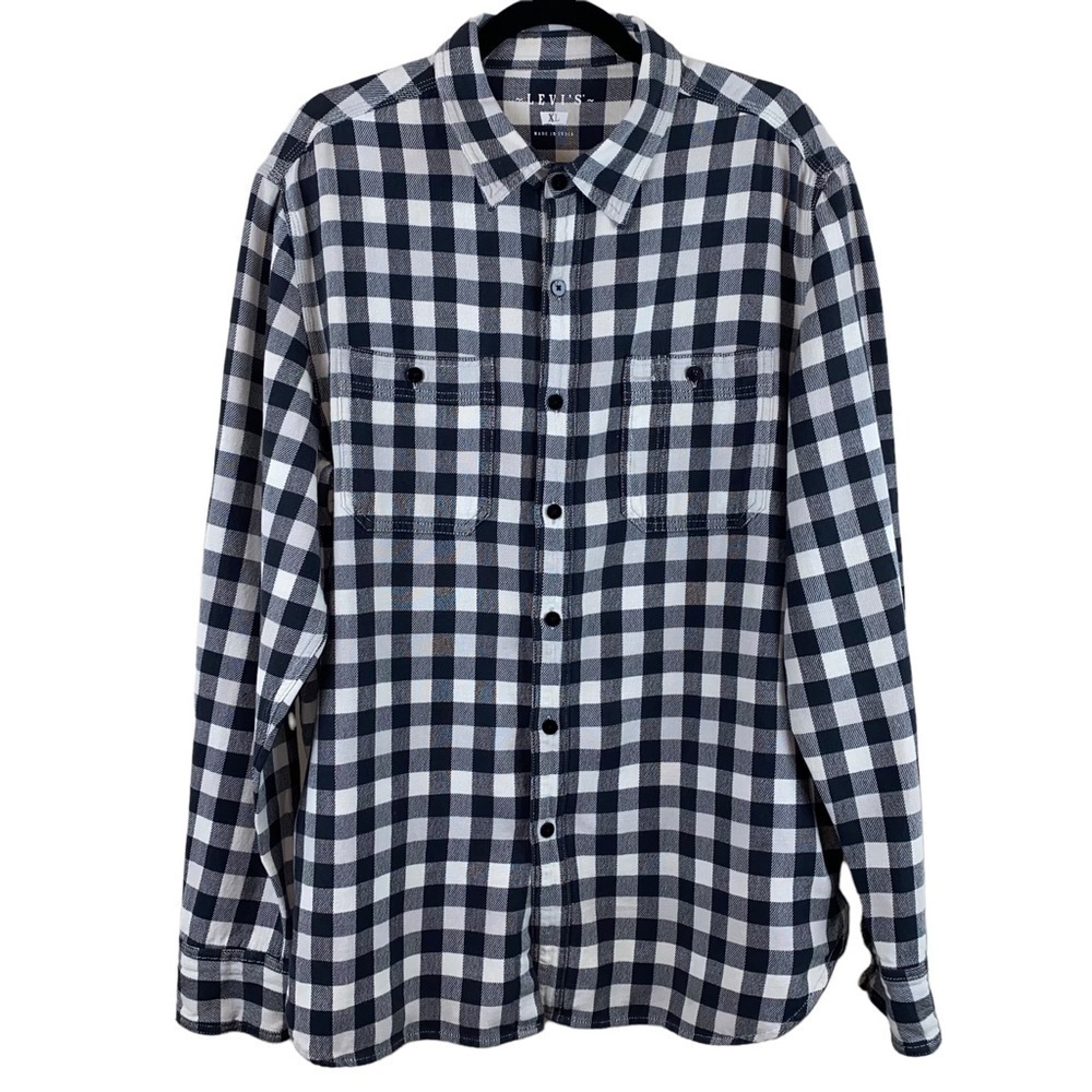 Levi’s black and white buffalo check long‎ sleeve 100% cotton button front shirt